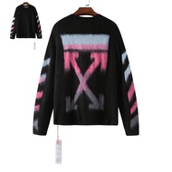 2025 Off White Authentic Ow New Tide Brand Black And White Gradient Off Mohair Loose Autumn And Wint