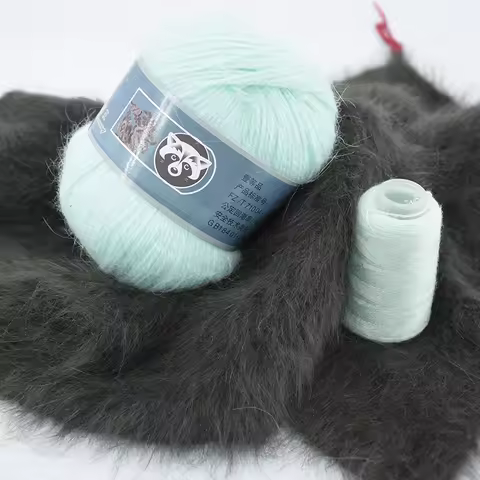 Mink Fur Yarn for Hand Knitting 2-Ply Lace T Shirt Yarn for Hand Knitting Needlework 1 Skein 340m 70