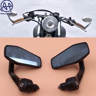 Blue Lens Anti-Glare Black Aluminium Alloy 360 Angel Adjustable Handlebar End Rear View Side Mirrors