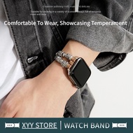 Luxury String Beads Leather Strap For iWatch Series 11 S10 9 8 7 SE 6 5 Ultra 3 2 49mm 41 45 40 44mm