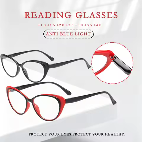 Stylish Y2k Cat Eye Butterfly Anti-Blue Light Reading Glasses Two-Tone Oversize Ultraweight Anti-fat