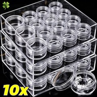 3/7/10g Transparent Round Cosmetic Packaging Box Stackable Jewelry Nail Art Storage Container Sealed