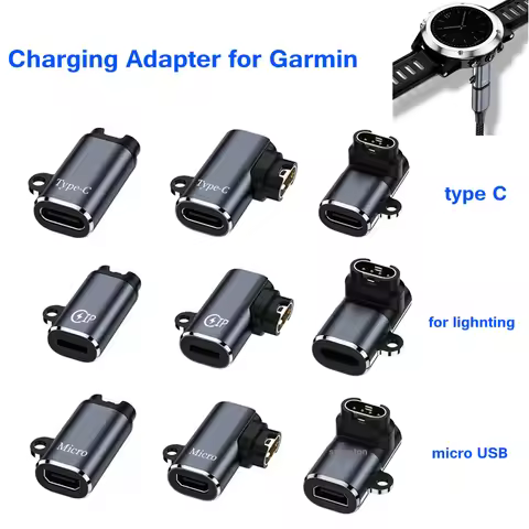 Smart Watch Charger Adapter for Garmin Fenix 7X/6/6S/6X Watch Horizontal 4-Pin Connector to Type-C，M