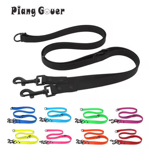 PVC Waterproof Dog Leash Double-headed Pet Leashes Outdoor Walk Training Soft 2 Heads Traction Rope 