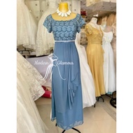 ♞Elegant Prada Lace Short Sleeve Mother of The Gown Principal Sponsor Mother Dress Ninang Gowns