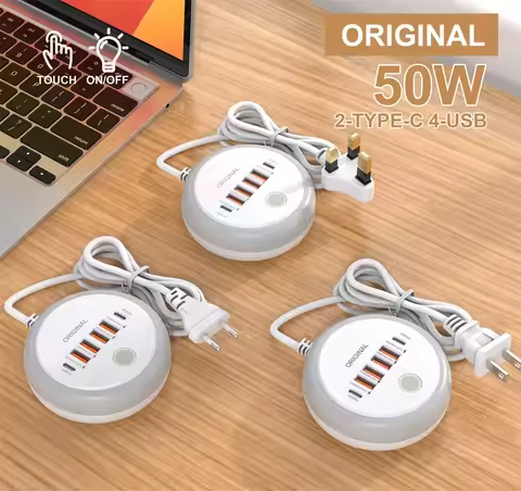 50W Multi Port USB Charger Power Strip Fast Charging Travel Socket with Quick Charge 3.0 for iPhone 