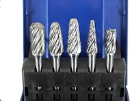 TEMO 5 pc Set NF Aluminum Cut Carbide Rotary Burr File, 1/2 Inch (12.7 mm) and 3/8 Inch Head, 1/4 In