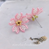 鉤針 串珠 編織  櫻花 耳環