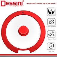 DESSINI ITALY SGL-18 18CM SGL-20 20CM SGL-26 26CM Silicone Tempered Glass Lid Cover Casserole Pot Fr
