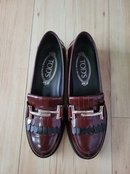 TOD'S 棗紅色樂福鞋34.5號