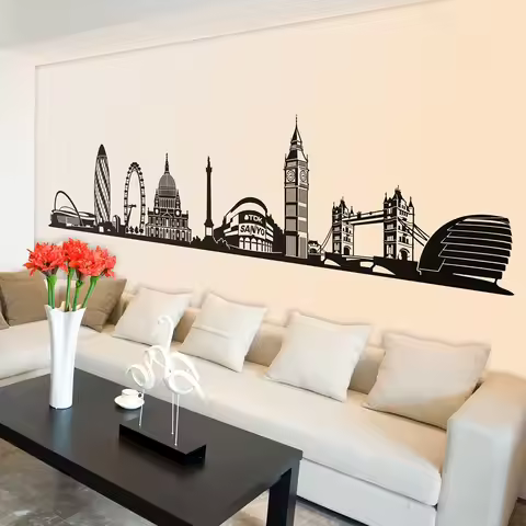 Large Skyline Of London United Kingdom City Wall Decal Living Room Sofa Urban Skrimes Wall Sticker P