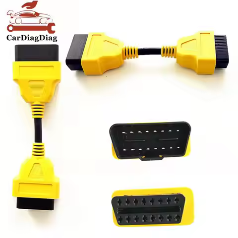 OBD 2 Cable 16Pin Extension Cable Adapter 13cm 16 Pin Male to Female OBD II OBD2 Yellow Extension Ca
