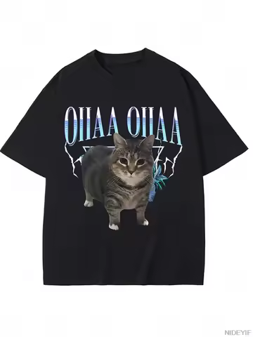 2025 Funny Oiia Oiia Spinning Cat Meme Oiiai Oiiiai Cat T-Shirt Cute Wake Up Graphic Outfit Kitten L