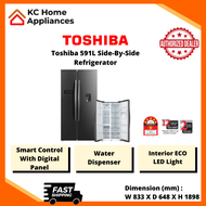 Toshiba 591L Side-By-Side Fridge | Pure Bio | Dual Inverter | Quick Cooling Air | Cool Water Dispens