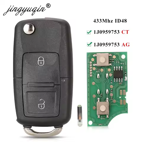 jingyuqin 2BTN Flip Remote Car Key Fob For VW Bora Golf Polo Passat Touran Seat Skoda 434MHz ID48 Ch