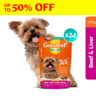Goodest Dog Beef and Liver Steak Pack of 24 Wet Dog Food Pouch (130g)