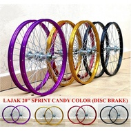 20" RIM Alloy CANDY Color Wheelset (SEPASANG) for DISC BRAKE Rim Basikal Budak BMX LAJAK