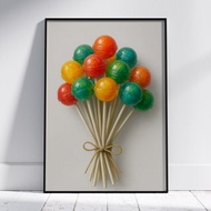數碼 彩色棒棒糖花束插畫甜點藝術海報