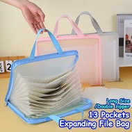 13-Layer Long Expanding File Organizer with Zipper Waterproof PVC File Bag H Student Handbag 35.5×29