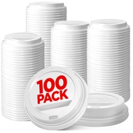 (100-Pack) Coffee Cup Lids - Disposable Coffee Lids for 10, 12, 16, 20, & 24 oz Paper Cups, 8 oz Squ