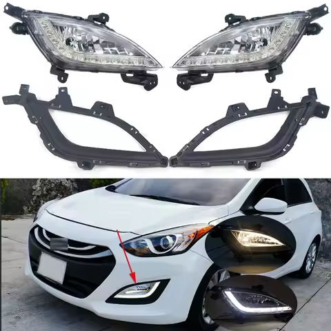 Car Front Bumper Fog Light Daytime Running Drive Lamp Cover Frame Lid For Hyundai Elantra GT i30 201