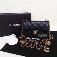 Chanel 心心吊飾Mini Flap Bag classic mini 20cm 19cm 黑色迷你包