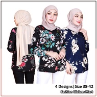 FC Mart - Floral Women Blouse / Baju Wanita Muslimah Lengan Panjang / Long Sleeves Blouse / Baju Perempuan Style Blause