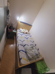 實木單人床架