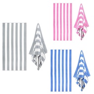Large Oversized Beach Towel - 35 X 70 Inch Plush Microfiber Pool Towel Striped Quick Dry Swim Towel