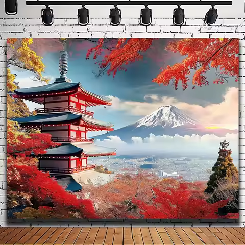 1pc, Japanese scenery background Fuji Kiyomizu Temple background photo props, party home decoration,
