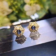 自帶貴氣|閃耀藍寶石|天然斯里蘭卡藍寶石s925純銀豪鑲耳環