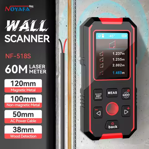 NOYAFA Metal Detector NF-518S Wall Scanner Digital Laser Rangefinder Wood AC Live Wires Copper Metal