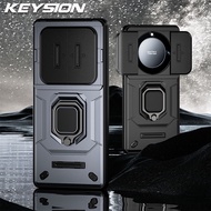 KEYSION Shockproof Case for Honor X9A 5G X9b Magic 5 Lite Slide Camera Protection Ring Phone Cover for for Huawei Mate 60 Pro+
