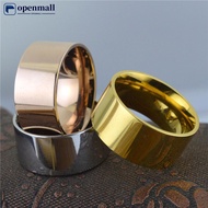 【OMALL】 1Pc 10mm Silver/Gold/Rose Gold Band Stainless Steel Women Men's Engagement Wedding Ring X3Z2