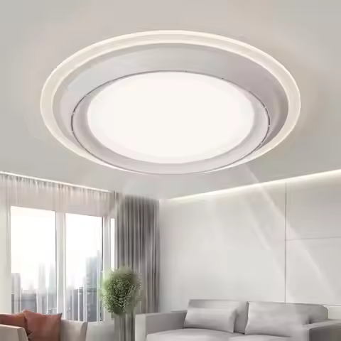 Modern Bladeless Ceiling Fans With Light Bedroom Round Vaneless Bladeless Electric Fan Remote Contro