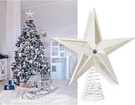 Christmas Traditions 10 inch Platinum White Glittered Large Filigree Christmas Star Tree Topper Star