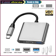 3 IN 1 Type C USB HUB To HDMI Cable Adapter Splitter 4K USB 3.0 100W PD Fast Charging OTG Converter 