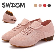【Limited-time offer】 Dance Shoes Women Latin Ballroom Jazz Tango Practice Training Teaching Dancing Shoes Woman Ladies Girls Knitted Salsa Flat Shoes