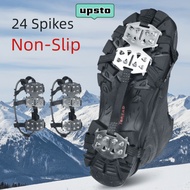 UPSTO 1Pair 24 Teeth Ice Claw, Shoe Covers Spike Ice Gripper Spike,  Universal Anti-Slip Spike Grips