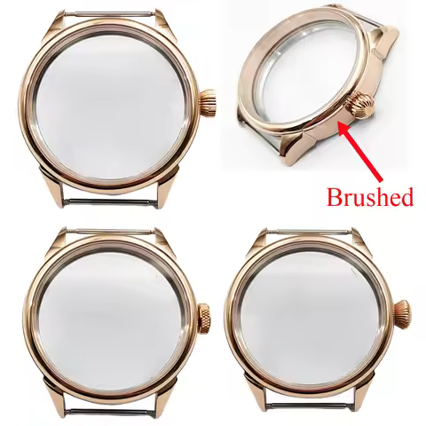 Brushed 42mm Rose Gold Watch Case Solid Stainless Steel For ETA 6498 6497 Sea Gull ST3600 Movement W