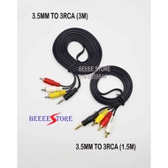 3.5MM TO 2RCA CABLE 3 METER / 3.5MM TO 3RCA CABLE 1.5METER / 3METER AUX CABLE