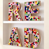 Chunful 4 Pcs Classroom Table Decorations Read Pompoms Letters Sign for Teachers 8 x 7 ″ Colorful Bu