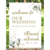 Custom Wedding Welcome Sign Wall Art - Personalized Hanging Print With Couple's Names And Wedding Da