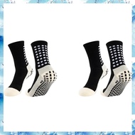 (ABRY) 2Pairs Mens Grip Socks Soccer Non Slip Soccer Football Baseball Sport Pads Sock for Men Women