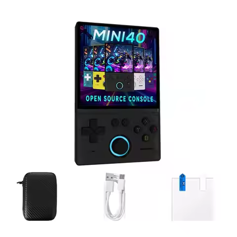 AT82-MINI40 Retro Game Console With 4.0Inch IPS HD Screen, Open Source Linux System, 64G Card, 18000