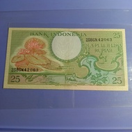 Uang Kuno dua puluh lima rupiah 1959 SANGAT sangat MULUS bersih 25 rp