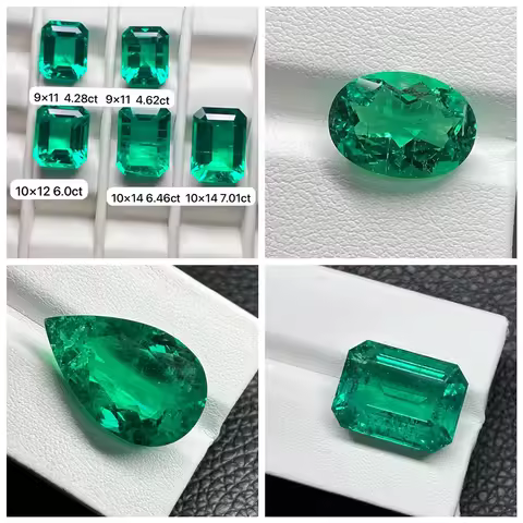 Mosangna AGL Certificate 1-10 Carat Lab Grown Colombia Emerald Stone Hydrothermal Solution Emerald S