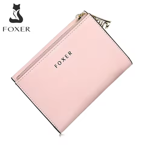 FOXER Brand PU Women's Short Wallet Fashion Card Holder Thin Coin Bag Female Small Clutch Purse Mini