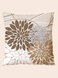 1入組無填充物花卉印花靠墊套現代梭織面料裝飾抱枕套適用於客廳家居裝飾