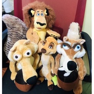 MADAGASCAR, ICE AGE, and LION KING ANIMAL STUFFED TOYS PLUSH FOR DECOR
